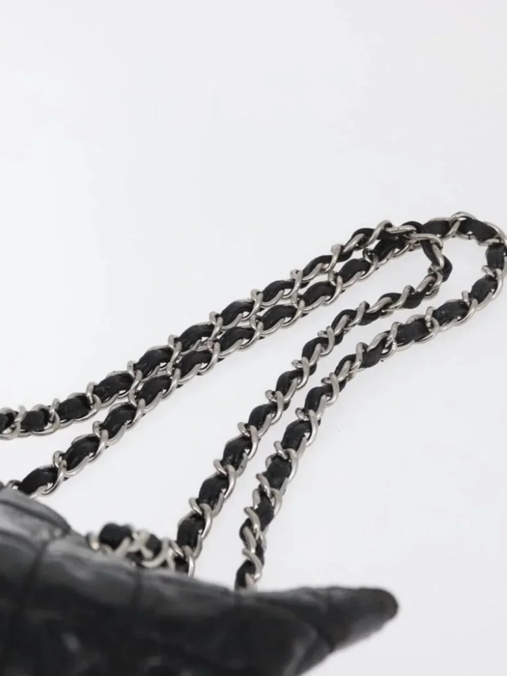 CHANEL Matelasse Chain Tote Bag Leather Black CC Auth bs16447